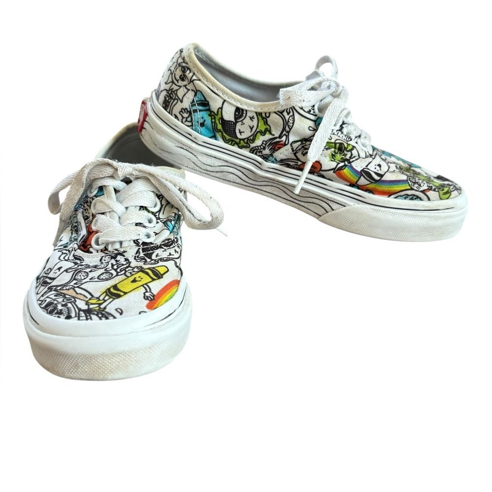Vans Crayola Sneakers Sketch Your Way White Black Crayon Shoes Youth Size 13